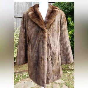 Vtg Autumn Haze Brown Mink Fur Striped Pelt Stroller Coat Jacket 12